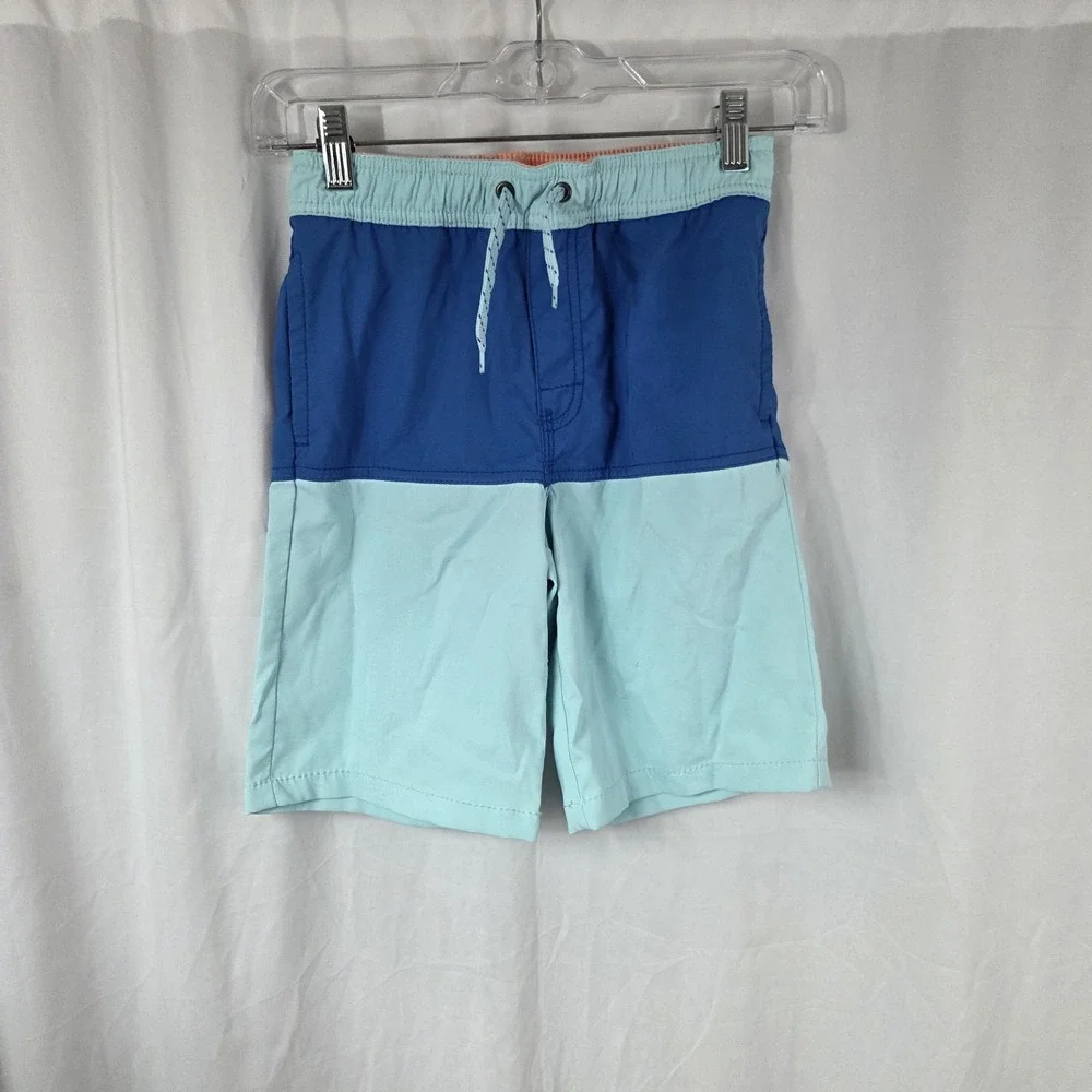 Oshkosh bgosh Boys Size 8 Drawstring Colorblock Swim Trunks Blue